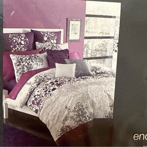 New KAS AUSTRALIA King Duvet Cover Enchanted Floral Purple Embroidered 104"x90"